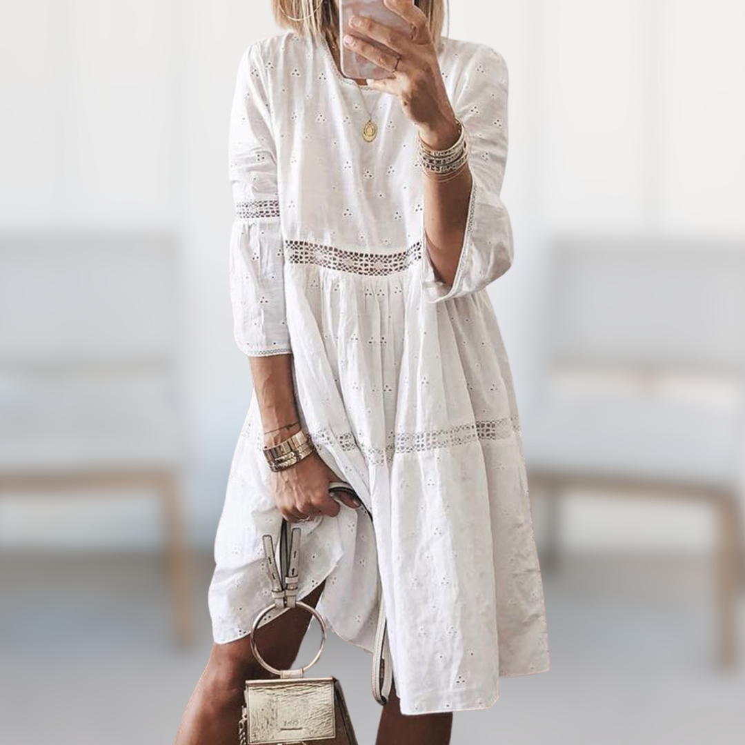 Flowy Lace Accent Midi Dress