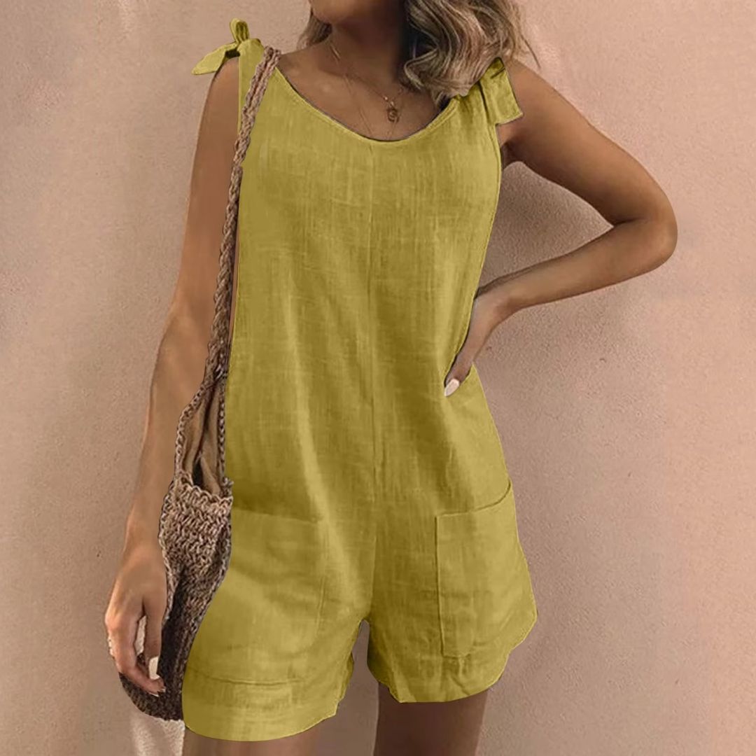 Tie Shoulder Pocket Playsuit