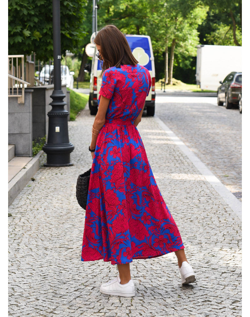 Floral Wrap Midi Dress