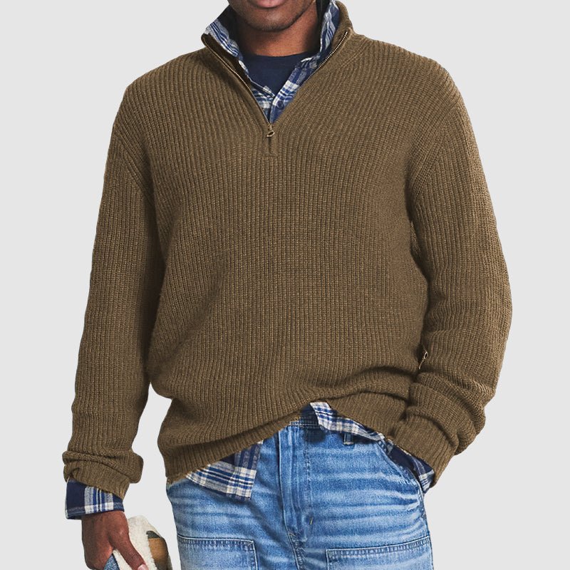 Structured Quarter-Zip Knit Jumper