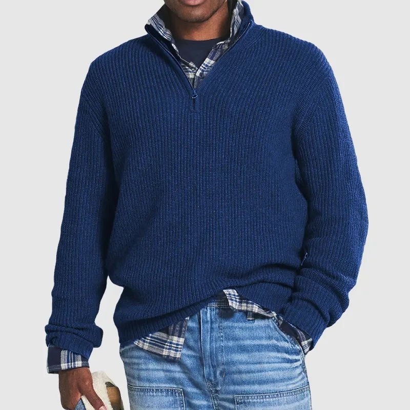 Structured Quarter-Zip Knit Jumper