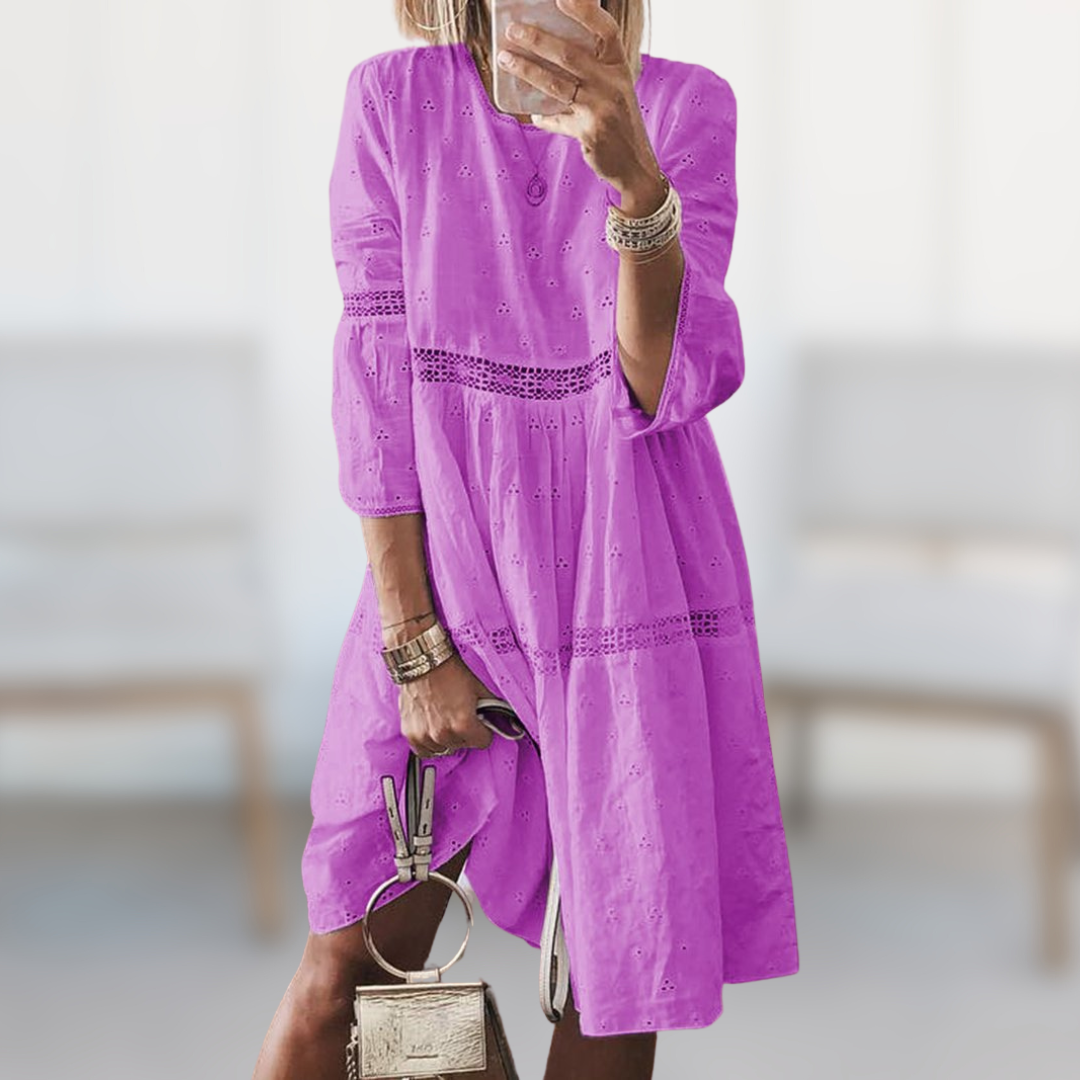 Flowy Lace Accent Midi Dress