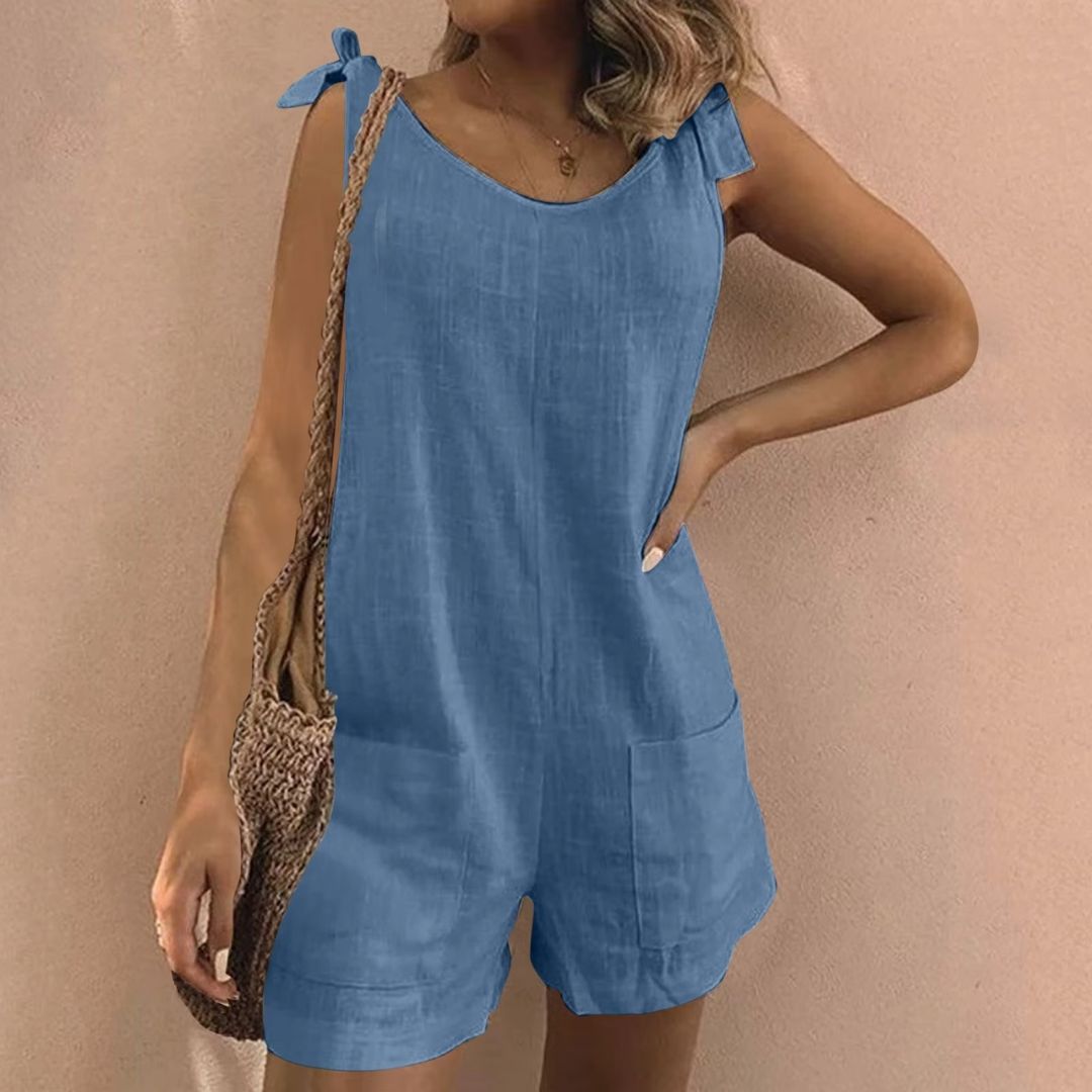 Tie Shoulder Pocket Playsuit