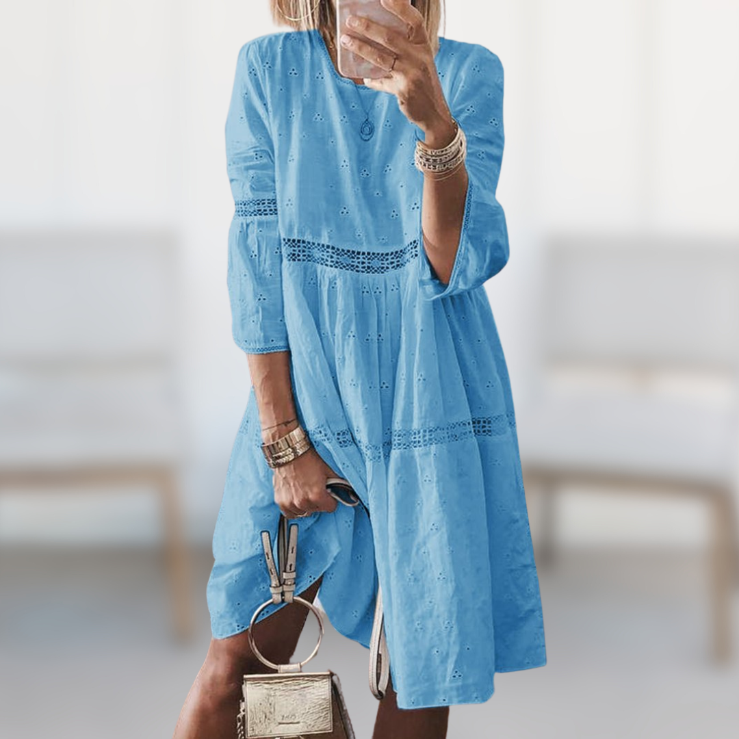 Flowy Lace Accent Midi Dress