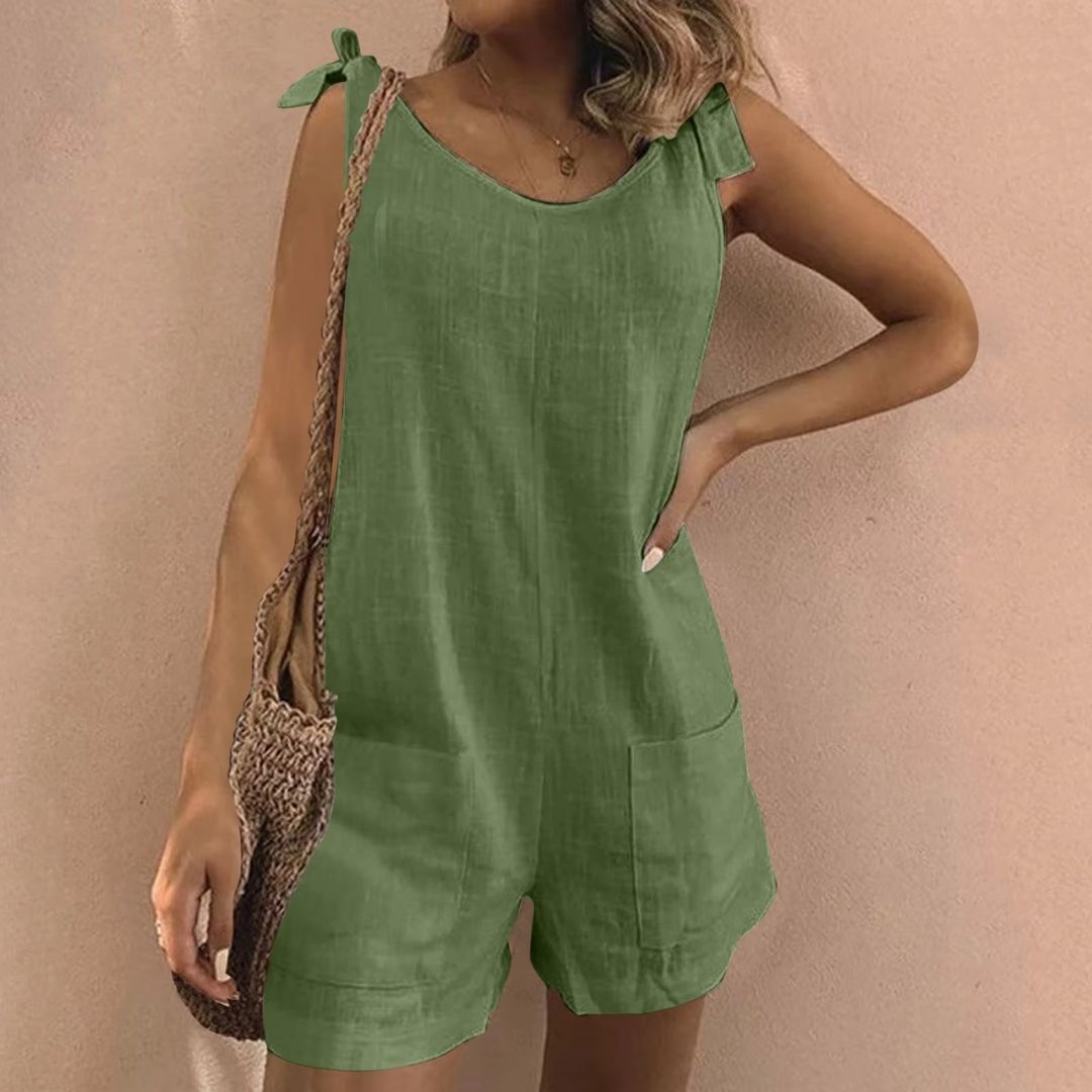 Tie Shoulder Pocket Playsuit