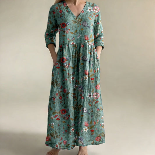 Classic Summer Evening Floral Print Dress