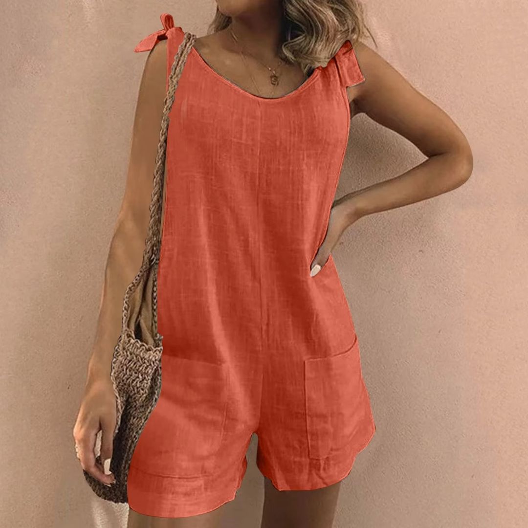 Tie Shoulder Pocket Playsuit