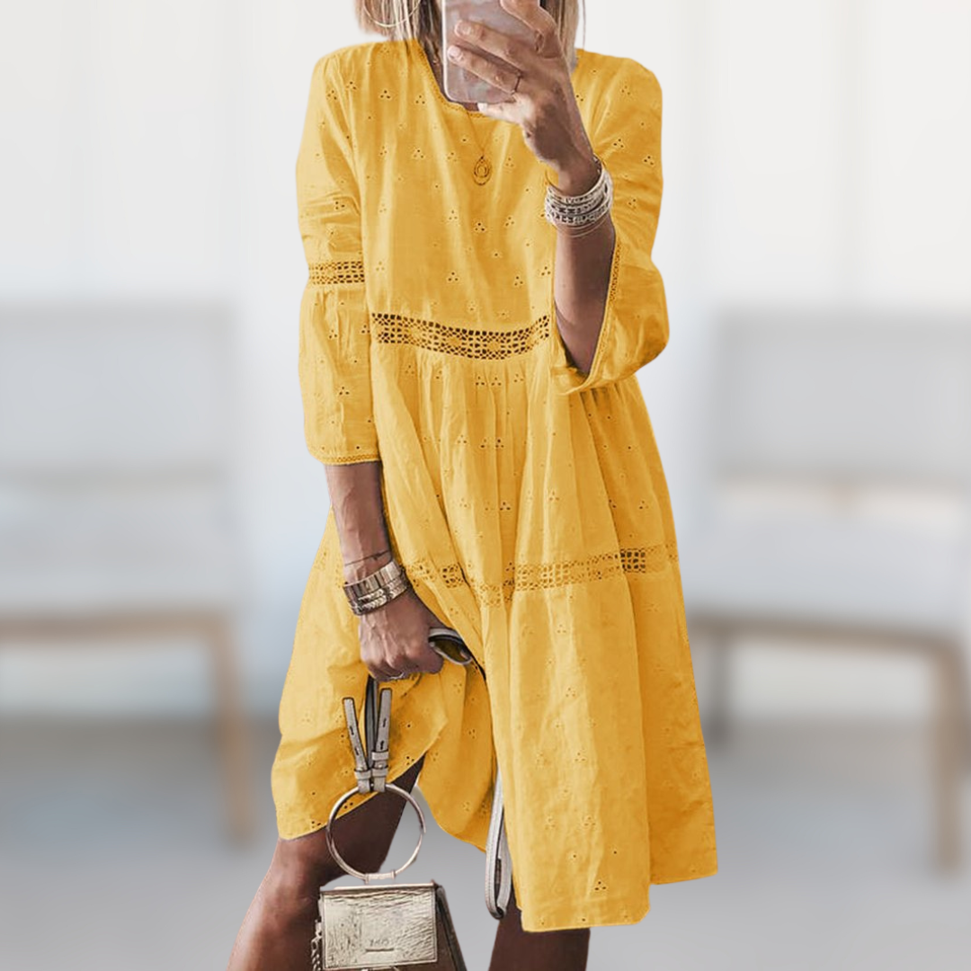 Flowy Lace Accent Midi Dress
