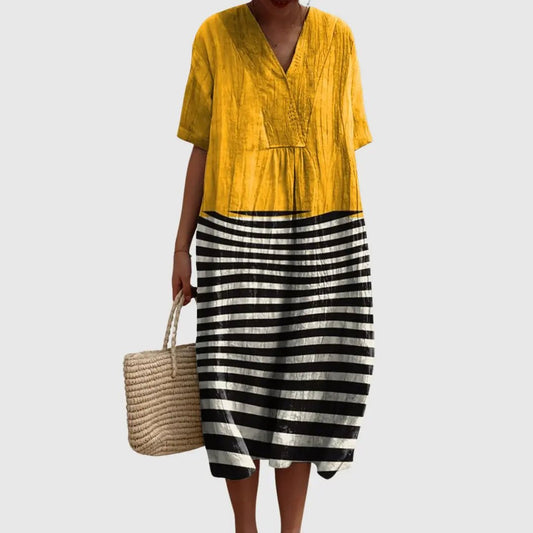Striped Contrast Midi Dress