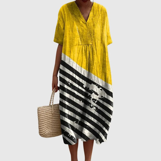 Bold Stripe & Sunshine Midi Dress