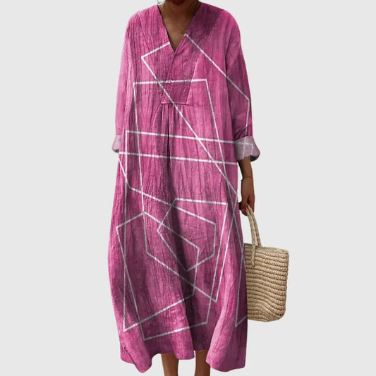 Abstract Lines Relaxed Fit Maxi Dress