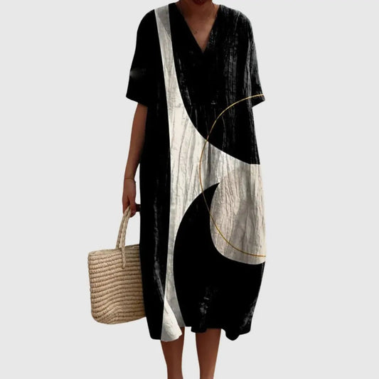 Modern Flow Abstract Midi Dress
