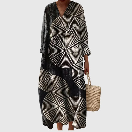 Midnight Spiral Art Maxi Dress