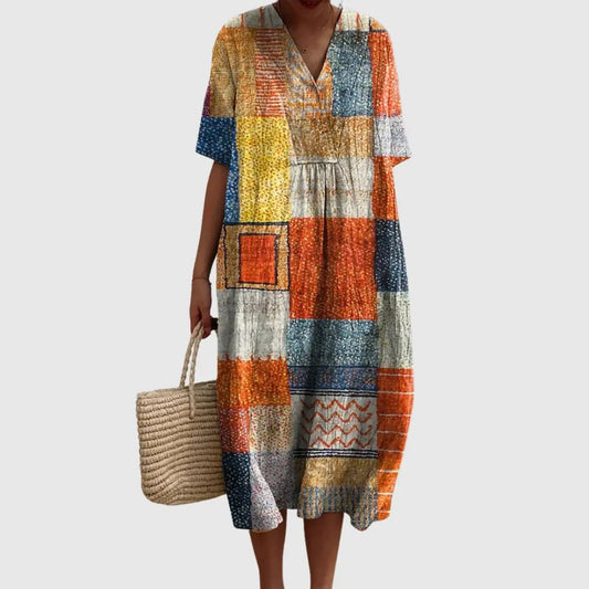 Artisan Patchwork Print Midi Dress