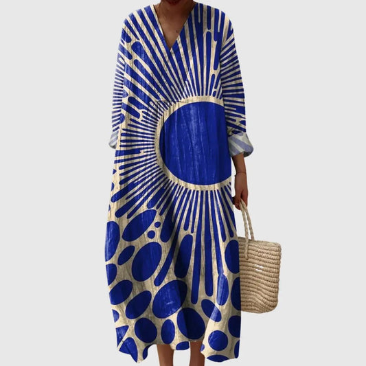 Radiant Eclipse Print Maxi Dress