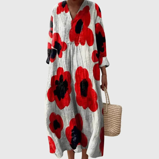 Bold Poppy Print Maxi Dress
