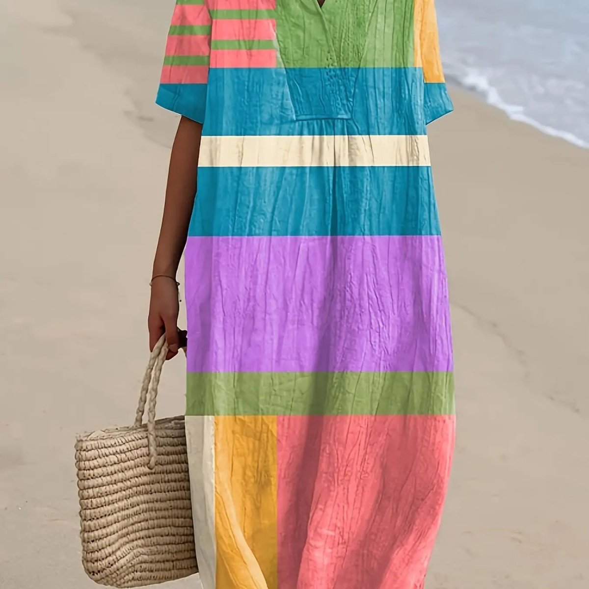 Colourblock Breeze V-Neck Midi Dress