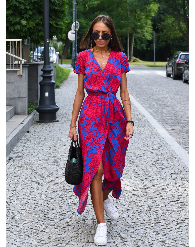 Floral Wrap Midi Dress