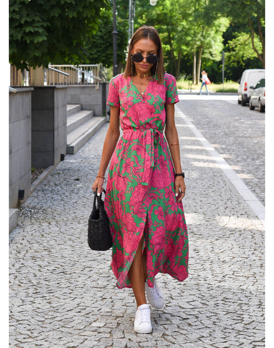 Floral Wrap Midi Dress