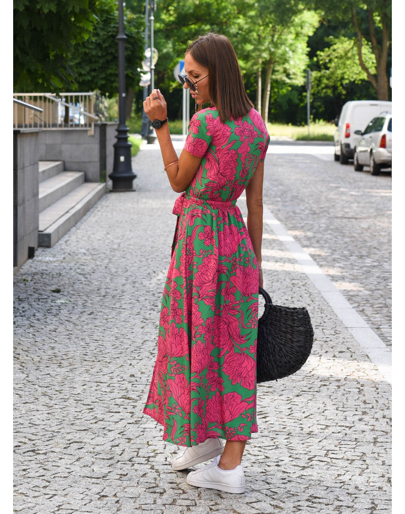 Floral Wrap Midi Dress