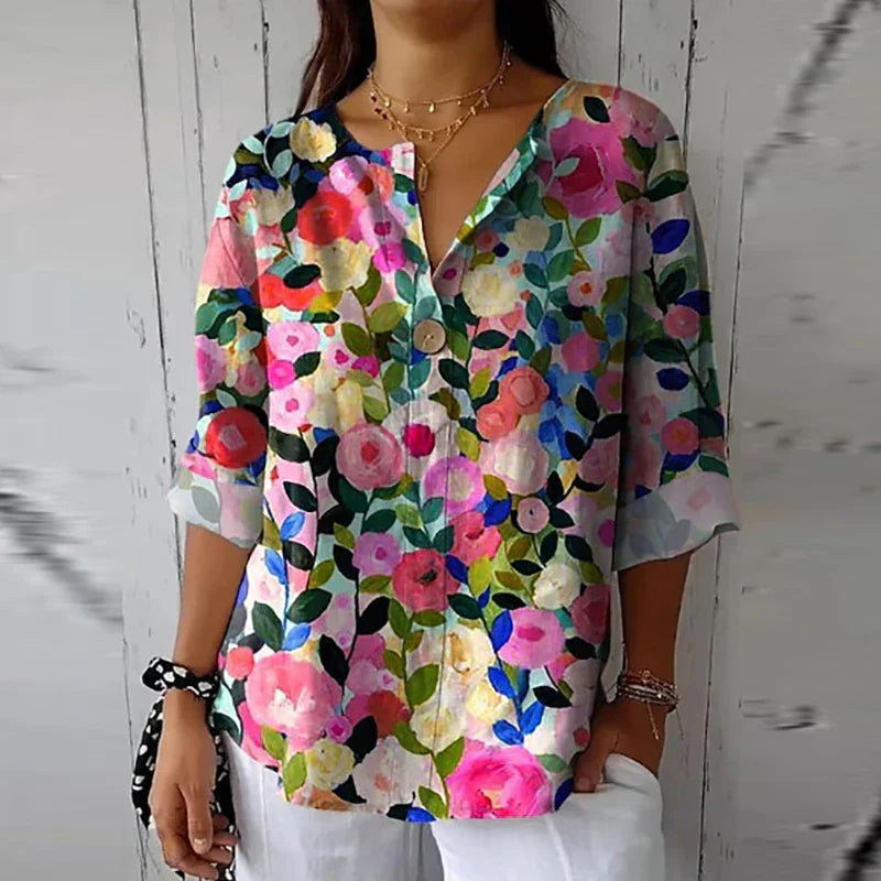 Casual Blouse with Floral Print