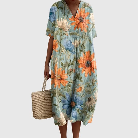 Sun-Kissed Meadow Floral Midi Dress