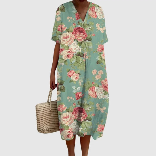 Vintage Bloom Midi Dress