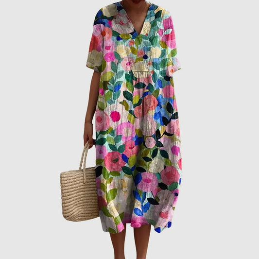 Garden Bloom Watercolour Midi Dress