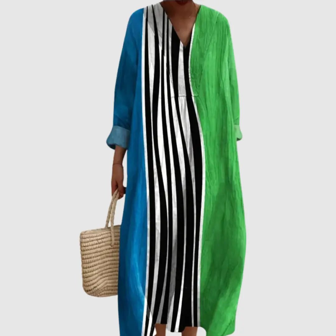 Colourblock Vertical Stripe Maxi Dress