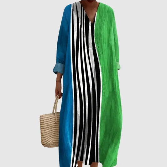 Colourblock Vertical Stripe Maxi Dress