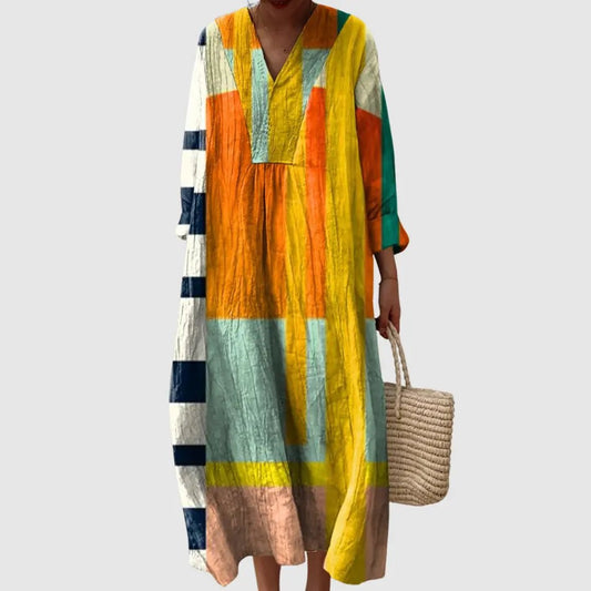 Sunrise Blocks Long Sleeve Midi Dress