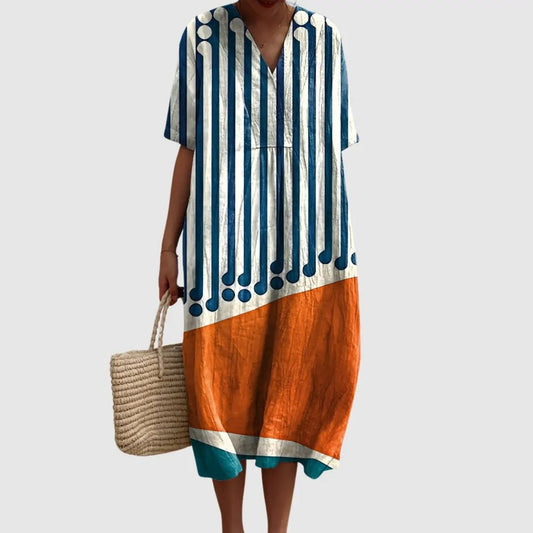 Retro Rhythm Graphic Midi Dress